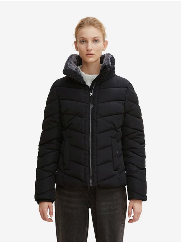 Tom Tailor Black Ladies Quilted Winter Jacket with Concealed Hood Tom Tailor - Women