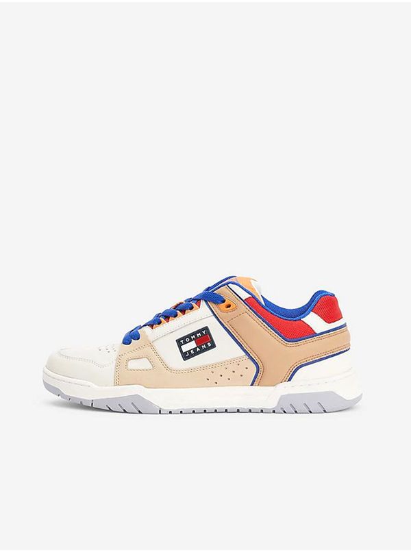 Tommy Hilfiger Beige and White Men's Leather Sneakers Tommy Jeans - Men