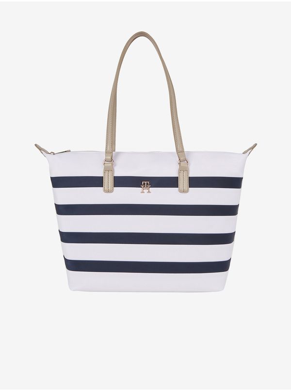 Tommy Hilfiger Blue and White Ladies Striped Handbag Tommy Hilfiger Poppy Tote Corp - Women