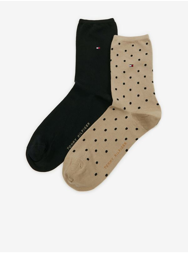 Tommy Hilfiger Tommy Hilfiger Set of two pairs of women's socks in beige and black Tommy Hilf - Ladies