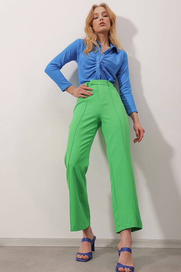 Trend Alaçatı Stili Trend Alaçatı Stili Pants - Green - Straight