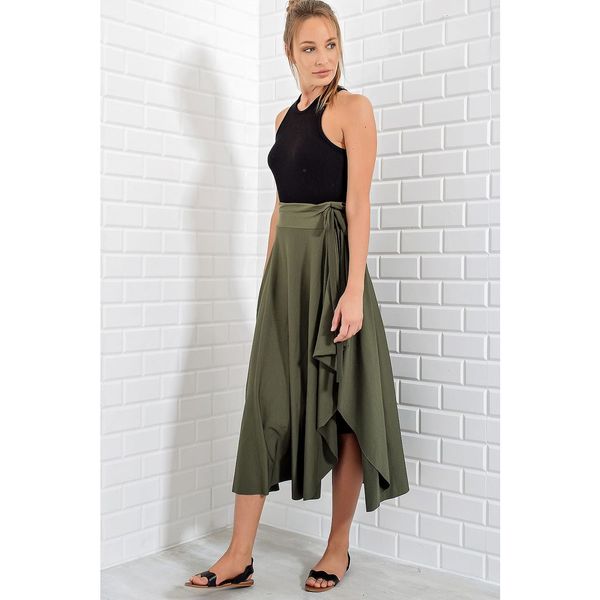 Trend Alaçatı Stili Trend Alaçatı Stili Women's Khaki Asymmetrical Cut Skirt