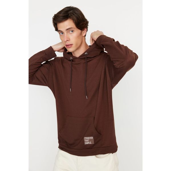 Trendyol Trendyol Brown Men's Oversize Hooded Long Sleeve Sweatshirt