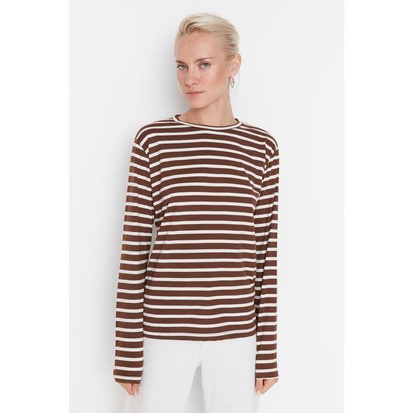 Trendyol Trendyol Brown Striped Knitted T-shirt