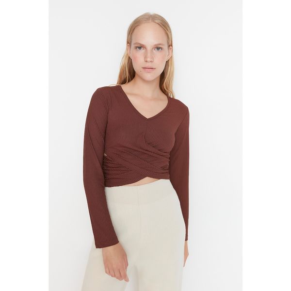 Trendyol Trendyol Camel Collar Detailed Camisole Knitted Blouse