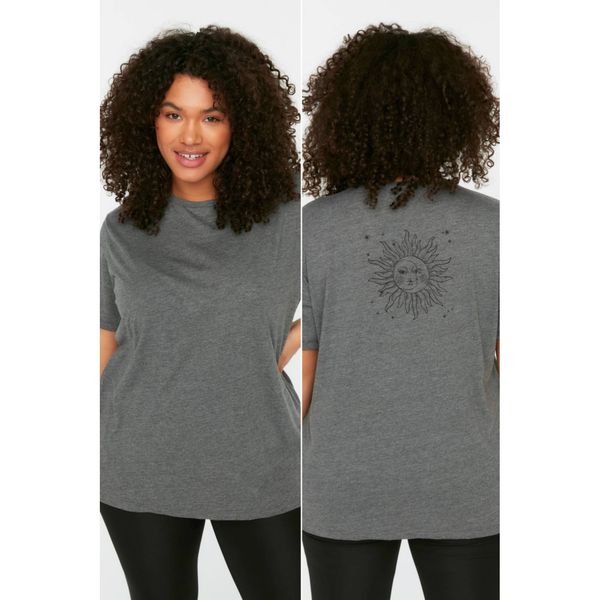 Trendyol Trendyol Curve Anthracite Back Detailed Knitted T-Shirt