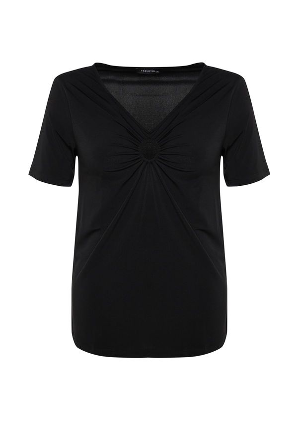 Trendyol Trendyol Curve Plus Size Blouse - Black - Fitted