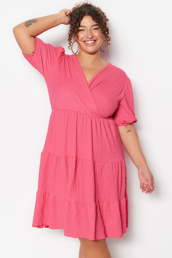 Trendyol Trendyol Curve Plus Size Dress - Pink - Wrapover