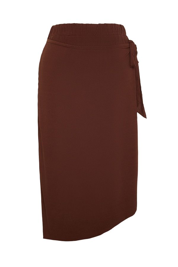 Trendyol Trendyol Curve Plus Size Skirt - Brown - Midi