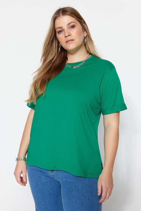 Trendyol Trendyol Curve Plus Size T-Shirt - Green - Relaxed fit