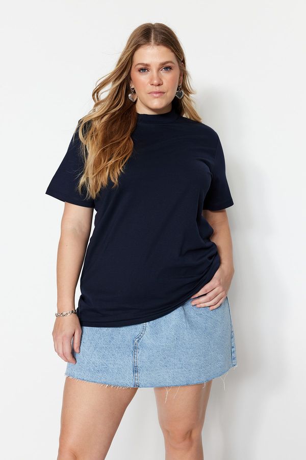 Trendyol Trendyol Curve Plus Size T-Shirt - Navy blue - Relaxed fit