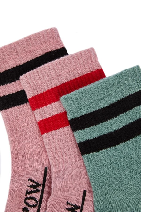 Trendyol Trendyol Dried Rose Striped 3-Pack Socks