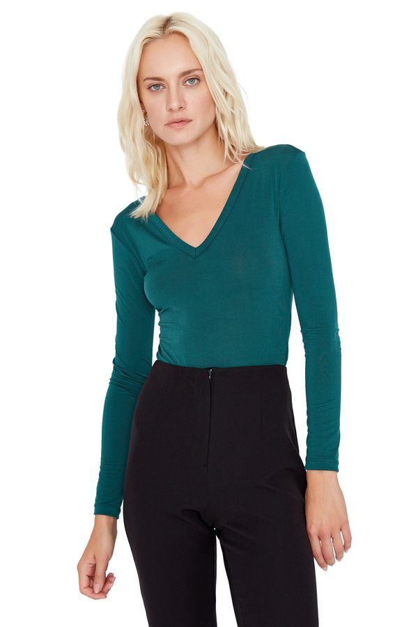 Trendyol Trendyol Emerald Green Band Detail Snap Knitted Body