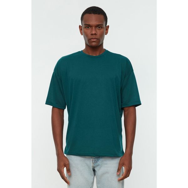 Trendyol Trendyol Emerald Green Men's Basic Crew Neck Oversize Short Sleeve T-Shirt