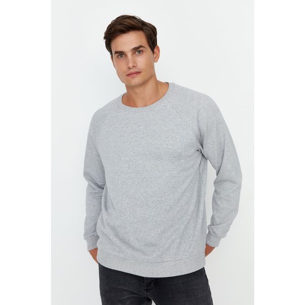 Trendyol Trendyol Gray Melange Men's Basic Oversize Fit Crew Neck Raglan Sleeve Sweatshirt