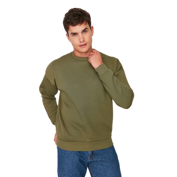 Trendyol Trendyol Khaki Men's Oversize Long Sleeve Crew Neck Sweatshirt