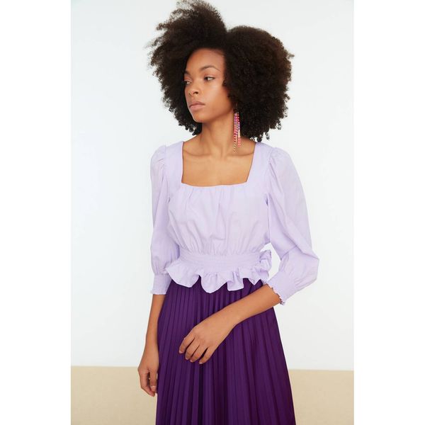 Trendyol Trendyol Lilac Square Collar Gippie Woven Blouse