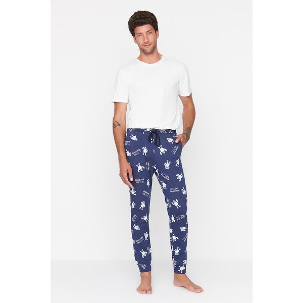 Trendyol Trendyol Men's Navy Blue Printed Knitted Pajama Bottoms