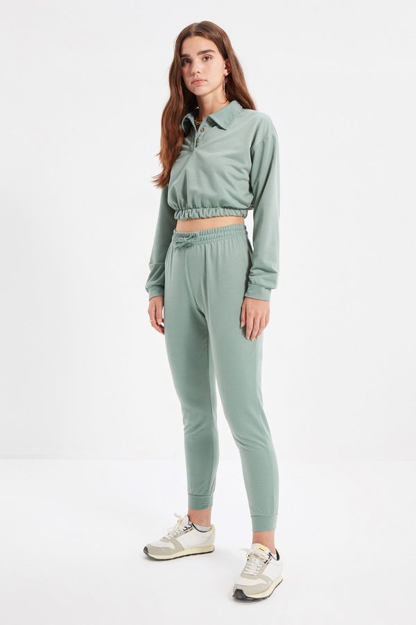 Trendyol Trendyol Mint Button Detailed Polo Collar Knitted Bottom-Top Set