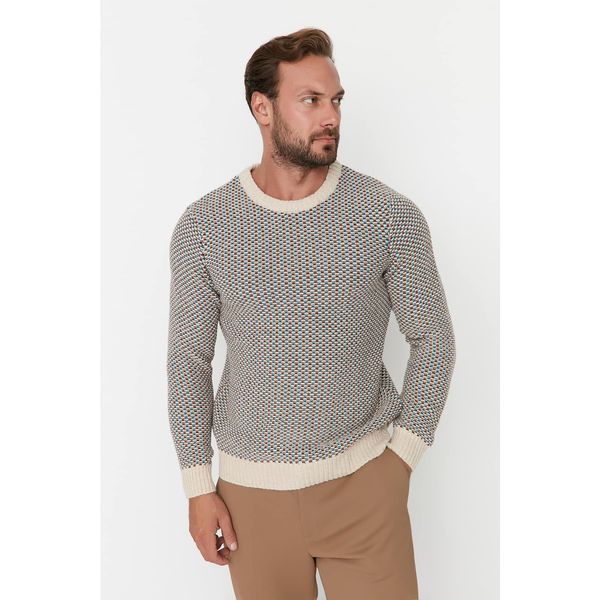 Trendyol Trendyol Multicolor Men's Slim Fit Crew Neck Patterned Knitwear Sweater