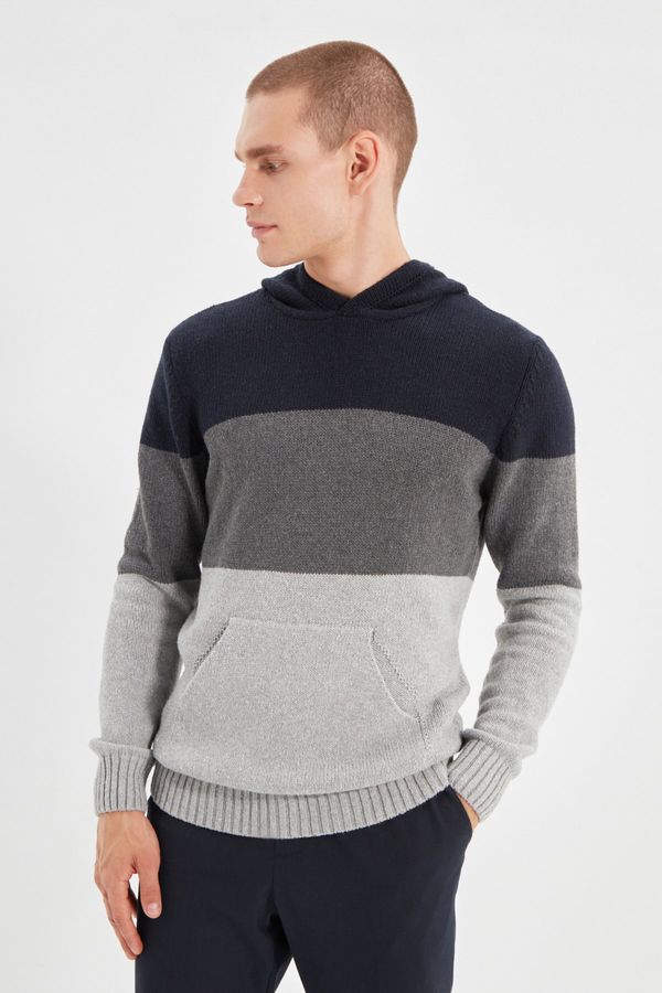 Trendyol Trendyol Navy Blue Men's Hooded Regular Fit Knitwear Sweater