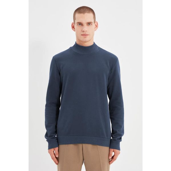 Trendyol Trendyol Navy Blue Men's Regular Fit Stand Up Collar Long Sleeved Sweatshirt
