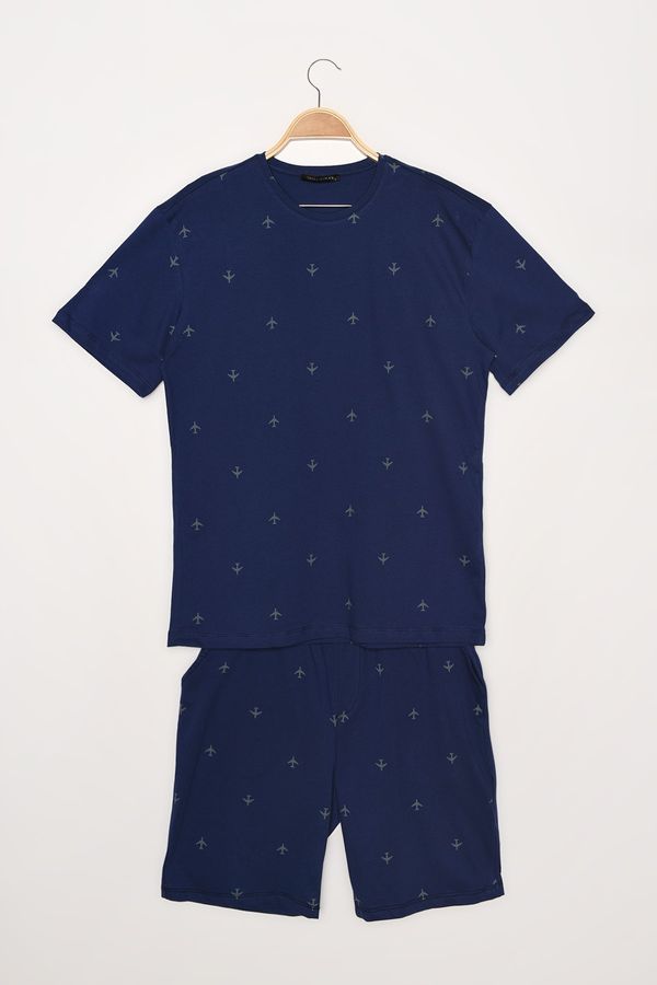 Trendyol Trendyol Navy Dzianinowy zestaw piżam