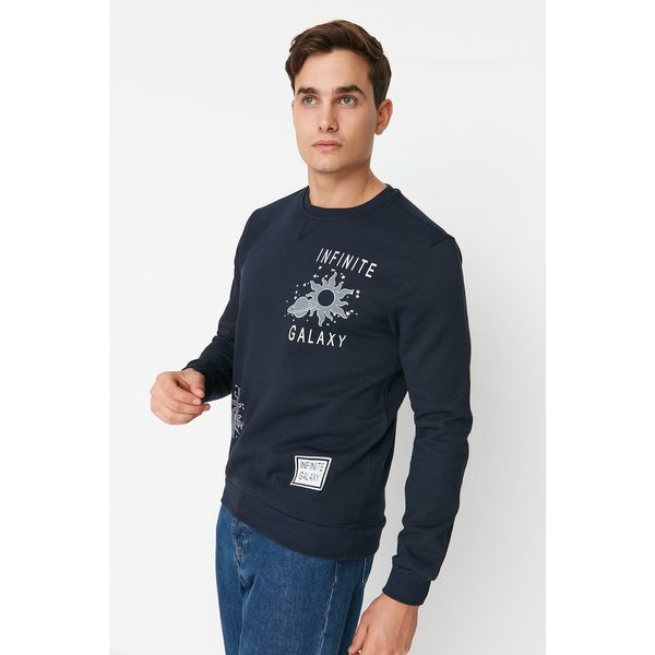 Trendyol Trendyol Navy Men Regular Fit Crew Neck Knitted Sweatshirt