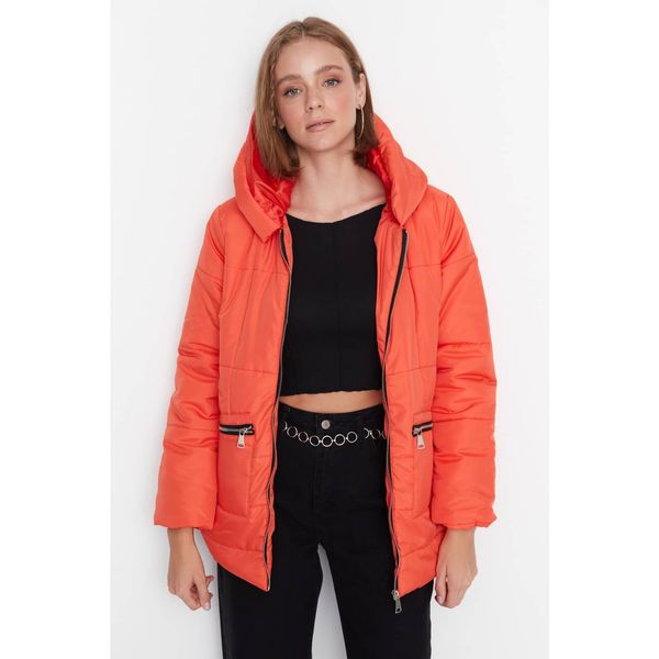 Trendyol Trendyol Orange Oversize Hooded Inflatable Coat
