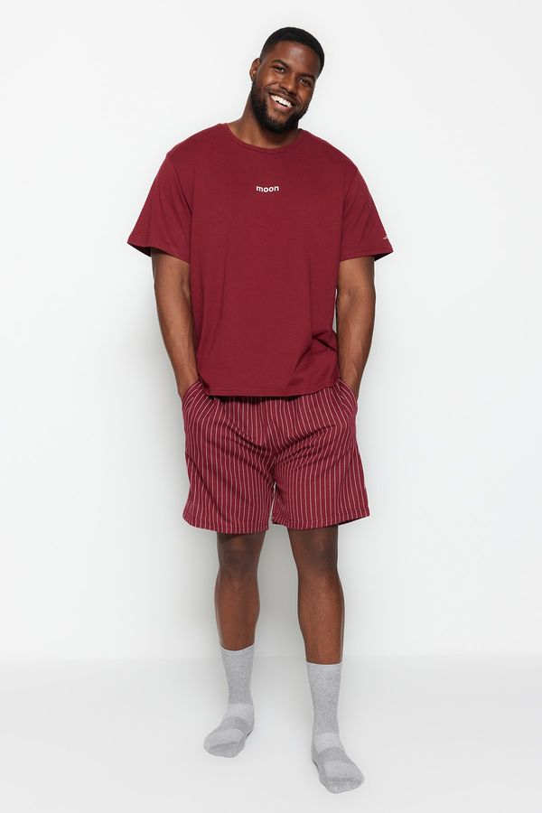 Trendyol Trendyol Plus Size Pajama Set - Burgundy - Striped
