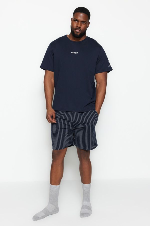 Trendyol Trendyol Plus Size Pajama Set - Navy blue - Striped