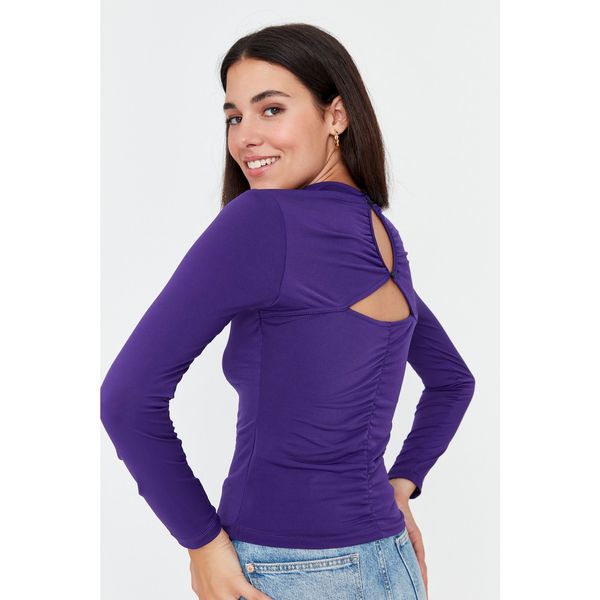 Trendyol Trendyol Purple Back Detailed Fitted Knitted Blouse