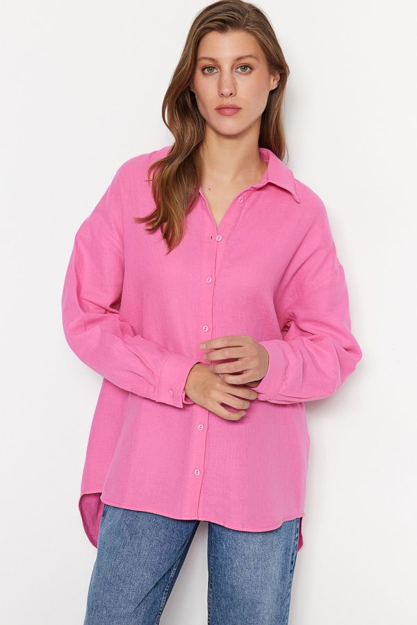 Trendyol Trendyol Shirt - Pink - Oversize
