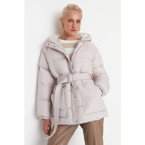 Trendyol Trendyol Stone Oversize Arched Hooded Inflatable Coat
