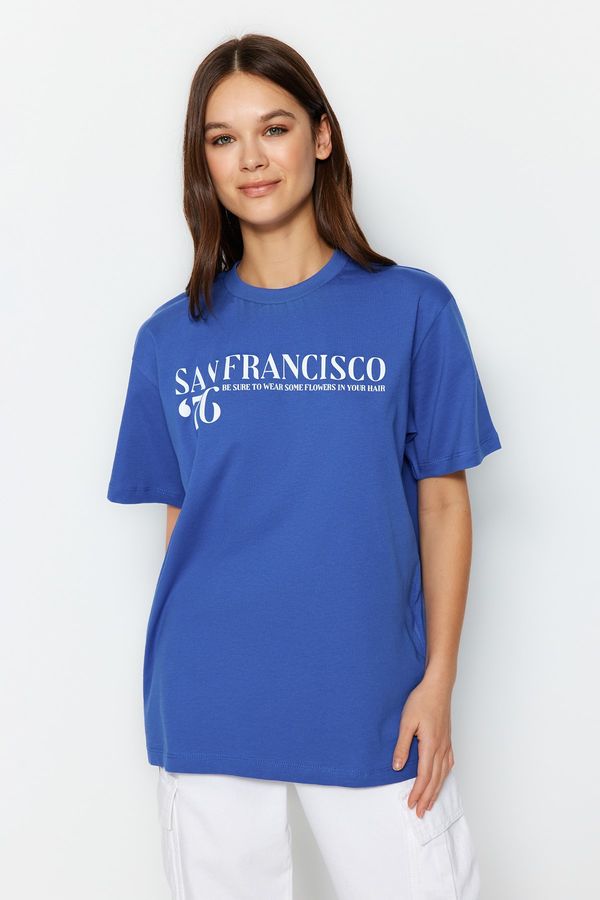 Trendyol Trendyol T-Shirt - Navy blue - Oversize