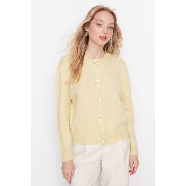 Trendyol Trendyol Yellow Heart Button Detailed Knitwear Cardigan