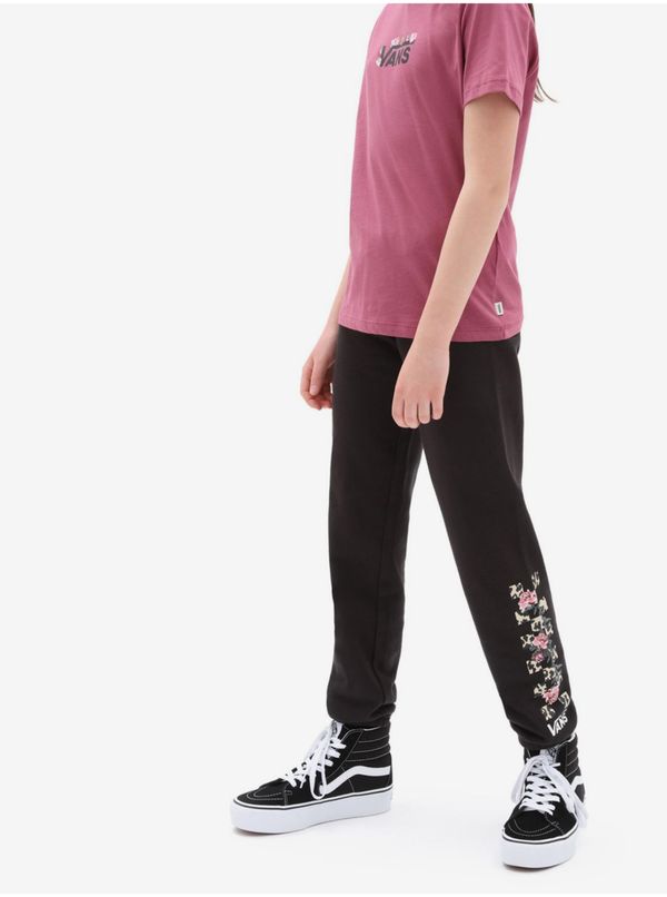 Vans Black Girls' Sweatpants with VANS Leopard Floral Print - Unisex