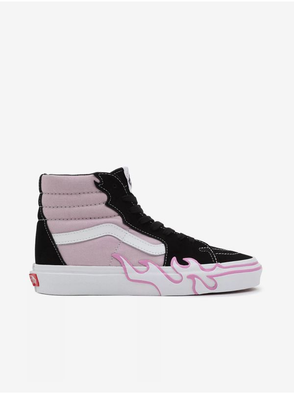 Vans Pink and Black Womens Sneakers VANS SK8-Hi Flame - Womens