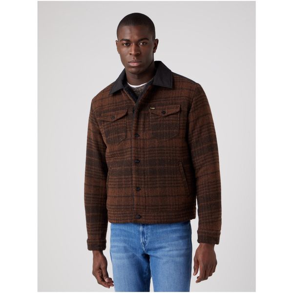 Wrangler Dark Brown Men's Plaid Shirt Jacket Wrangler - Men's