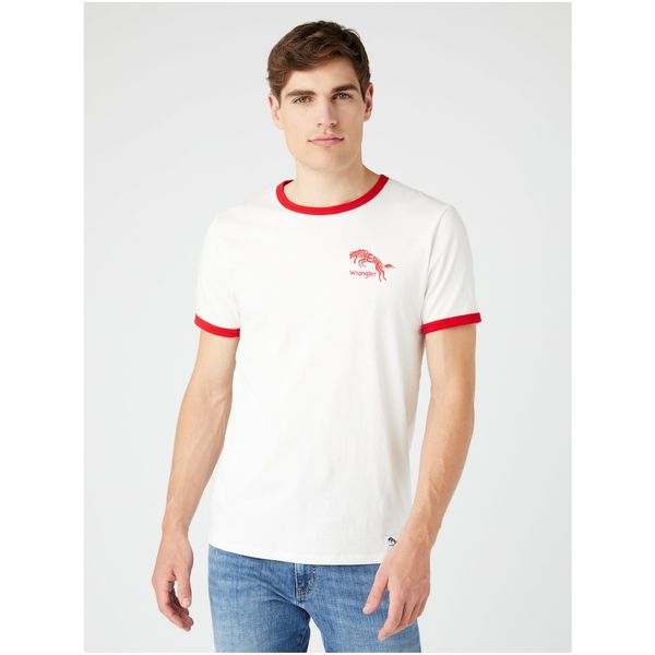 Wrangler Red-cream men's T-shirt with Wrangler print - Men's
