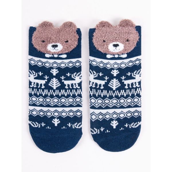 Yoclub Yoclub Kids's Children's Christmas Teddy Bear Socks SKA-X014U-AA00 Navy Blue
