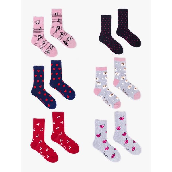 Yoclub Yoclub Kids's Girls' Cotton Socks Patterns Colors 6-Pack SKA-0006G-AA00-005