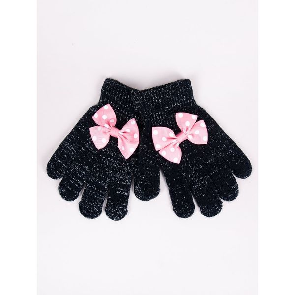 Yoclub Yoclub Kids's Girls' Five-Finger Gloves With Bow RED-0070G-AA50-009