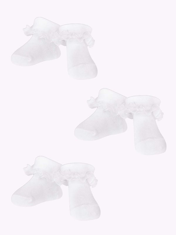Yoclub Yoclub Kids's Girls' Turn Cuff Ruffle Cotton Socks 3-pack SKA-0119G-010J