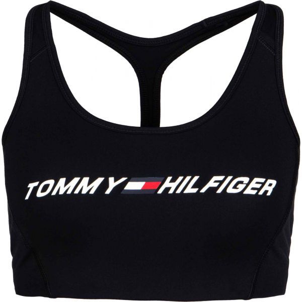 Tommy Hilfiger Tommy Hilfiger LIGHT INTENSITY GRAPHIC BRA Biustonosz sportowy damski, czarny, rozmiar XS